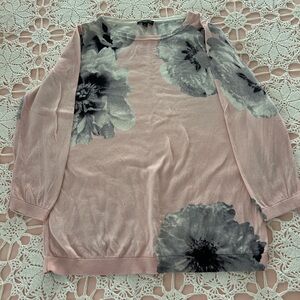 Talbots Pink and Gray Top, light l, thin sweater, size P